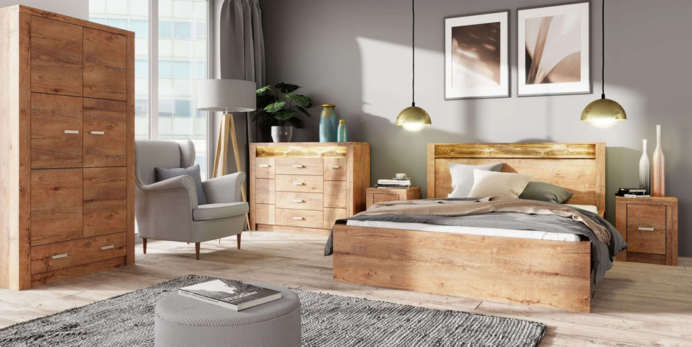 Meble Indianapolis kolekcja klasyczne jarstol Lunahome Kolekcja mebli Indianapolis – Jesion Jasny, Jesion Ciemny i Kraft Biały – Luna Home
