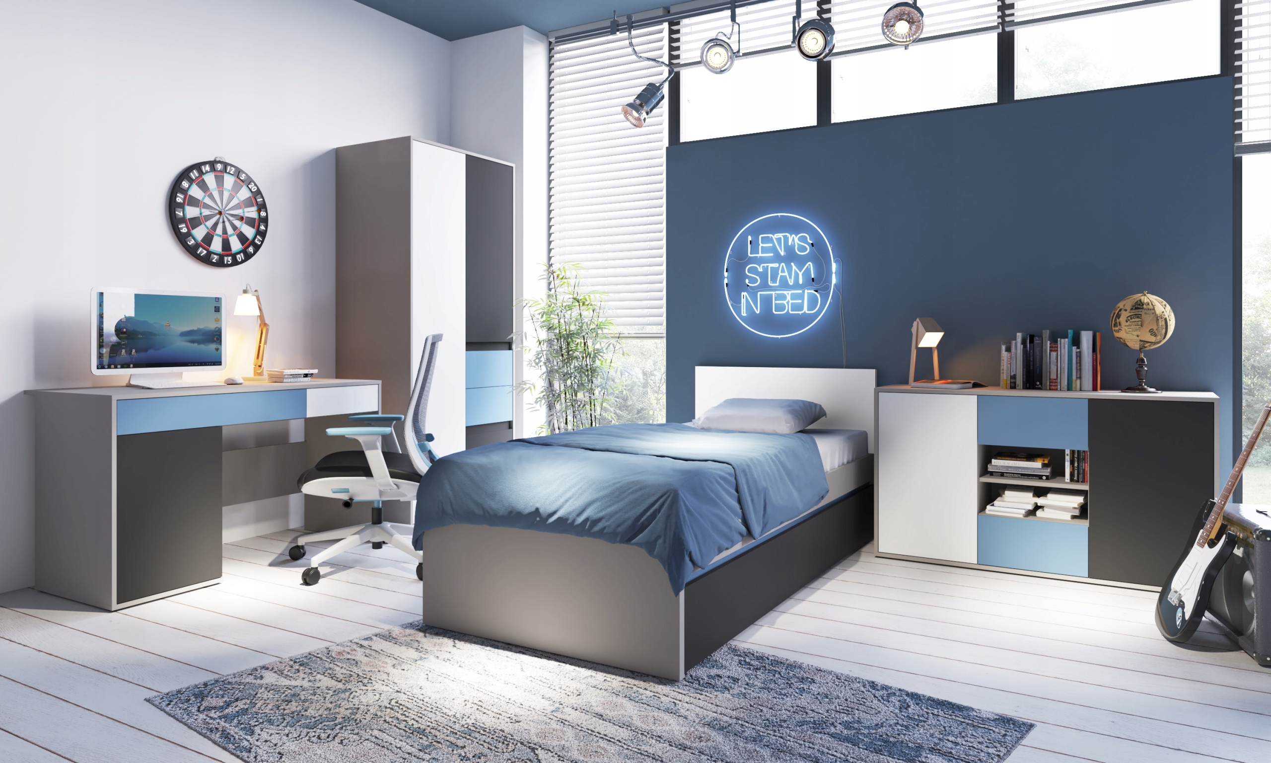 Biurko LASER dla dziecka, młodzieżowe Meble Wójcik 124 x 60 x 76 proste