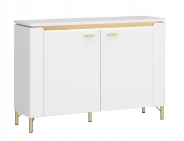 Komoda LAZIO meble Wójcik biały połysk biała glamour lunahome_pl Komoda LAZIO Meble Wójcik 110 x 40 x 87 biała złoty biały połysk Glamour