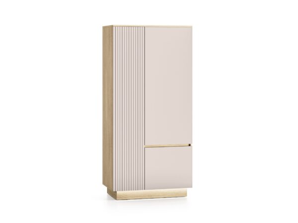 Szafa ML Meble HILLS 90 x 190 x 52 cm kaszmir + dąb LED ryflowany front