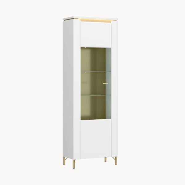 Witryna biała LAZIO Glamour połysk 201 x 65 x 40 cm Meble Wójcik wysoka